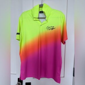 Men's Sunday Swagger Neon Gradient Polo Shirt - Yellow Pink